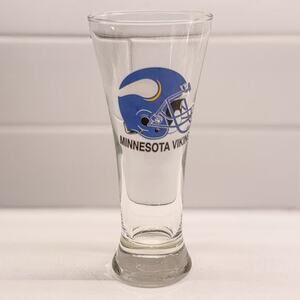 1990s Vintage Minnesota Vikings Pilsner Glass w Helmet Design, NFL Licensed, 7”